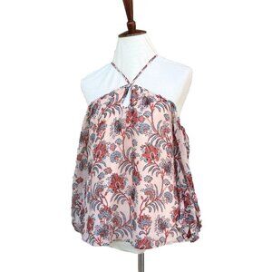 BB DAKOTA Briella Floral Print Drapey Halter Top Women Size XS Sleeveless Blouse